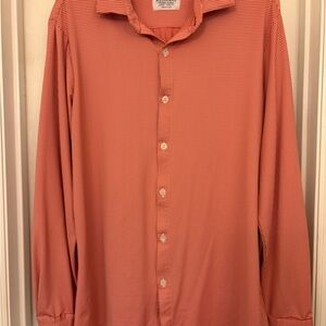 Mizzen Main Long Sleeve Shirt Mens Large RED Gingham Trim Fit Performance